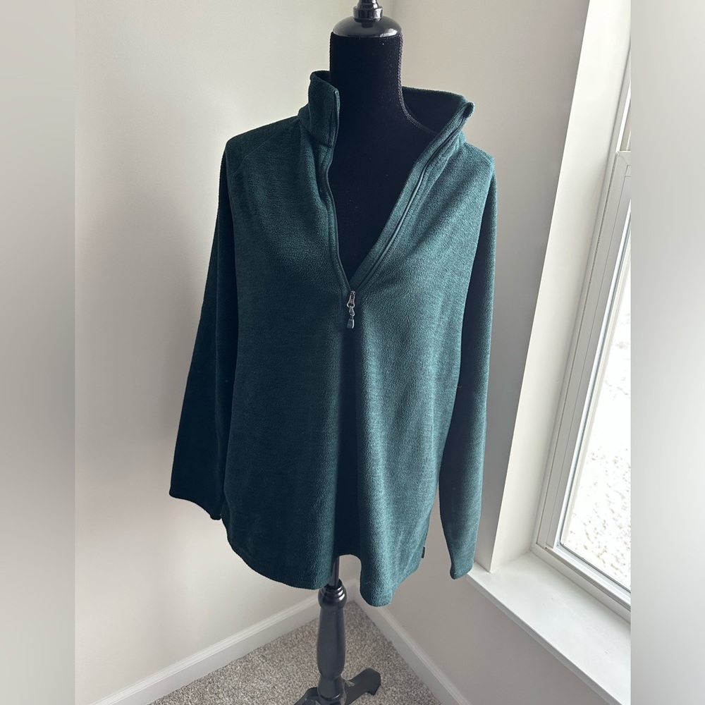 Women’s Eddie Bauer Green‎ & Black Fleece Half-Zip